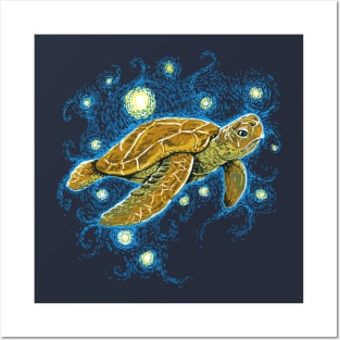 Starry Night Turtle Posters and Art